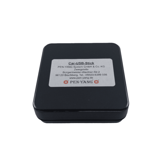 Car-USB-Stick-Schatulle-1 schwarze Schatulle mit weißem Aufkleber