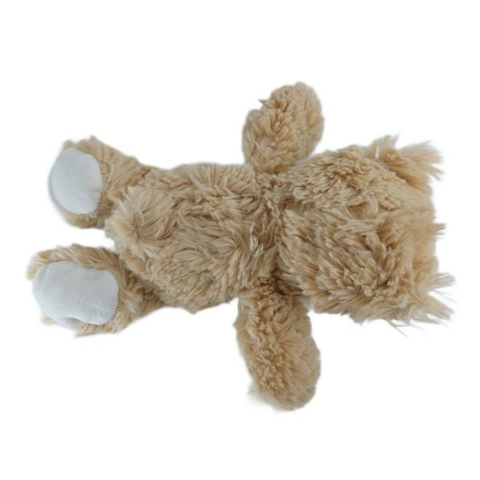 Flauschbaer-5 Flauschiger Bär Stofftier auf dem Bauch liegend, weiße Tatzen