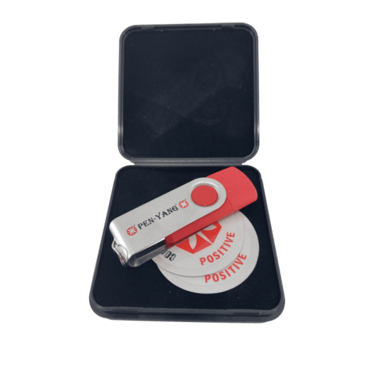 car-elektronik-stick-box Roter USB Stick in schwarzer Schatulle