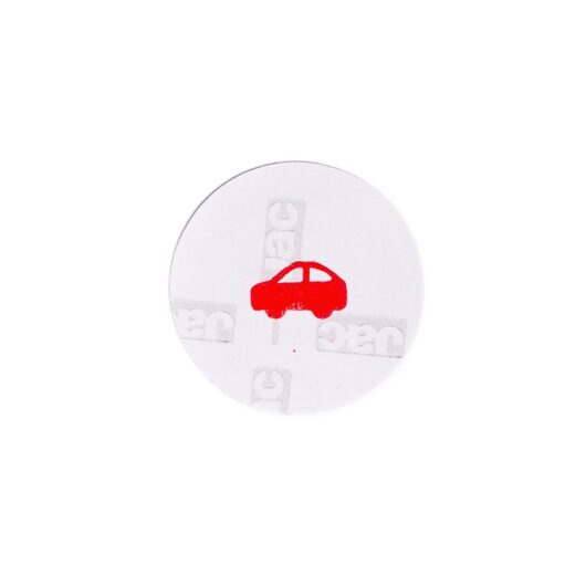 ersatzsticker-pkw-rueckseite runder Aufkleber mit rotem Pkw