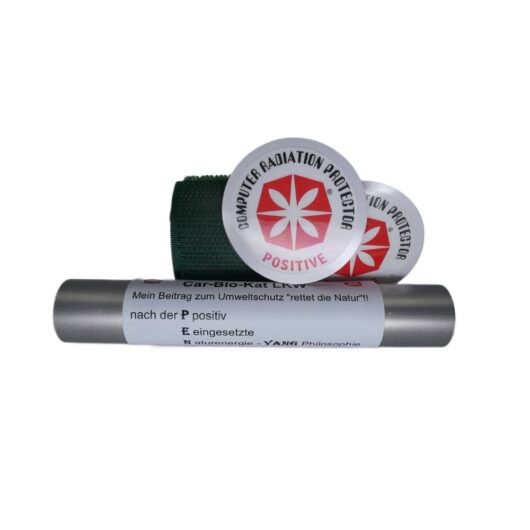 py-car-bio-kat-lkw-1 metallrohr mit grünem klettband und zwei aufklebern