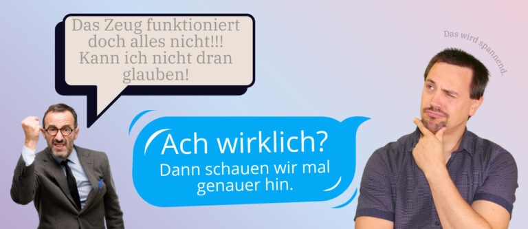 Männer im Gespräch mit Sprechblasen