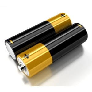 Zwei schwarze Batterien mit Gold